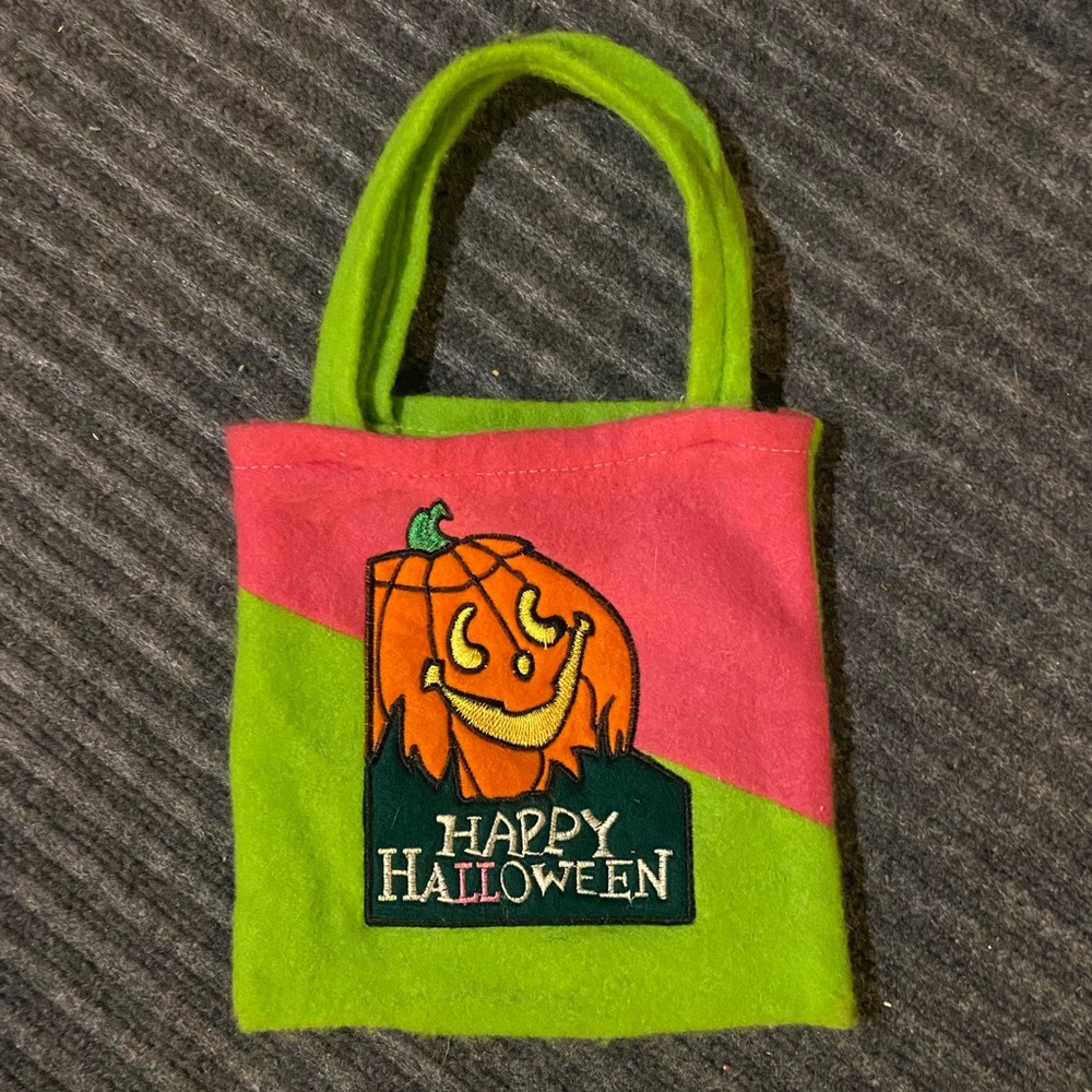 Kid's Green, Pink & Orange Happy Halloween Bag